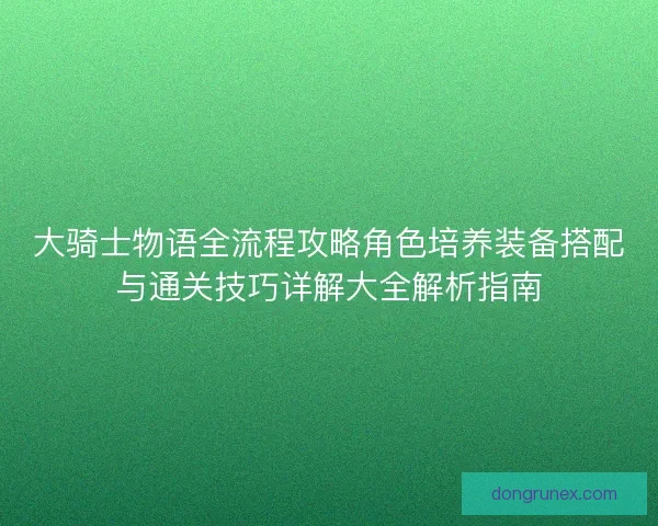 大骑士物语全流程攻略角色培养装备搭配与通关技巧详解大全解析指南
